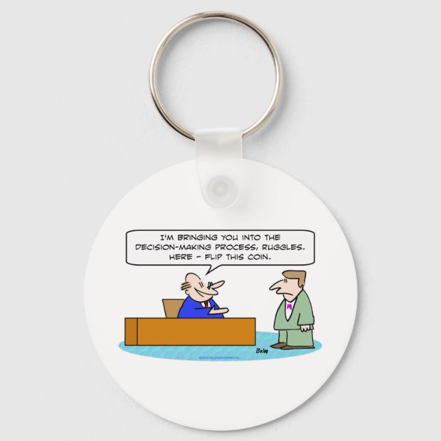 decision making process flip coin keychain (Front)