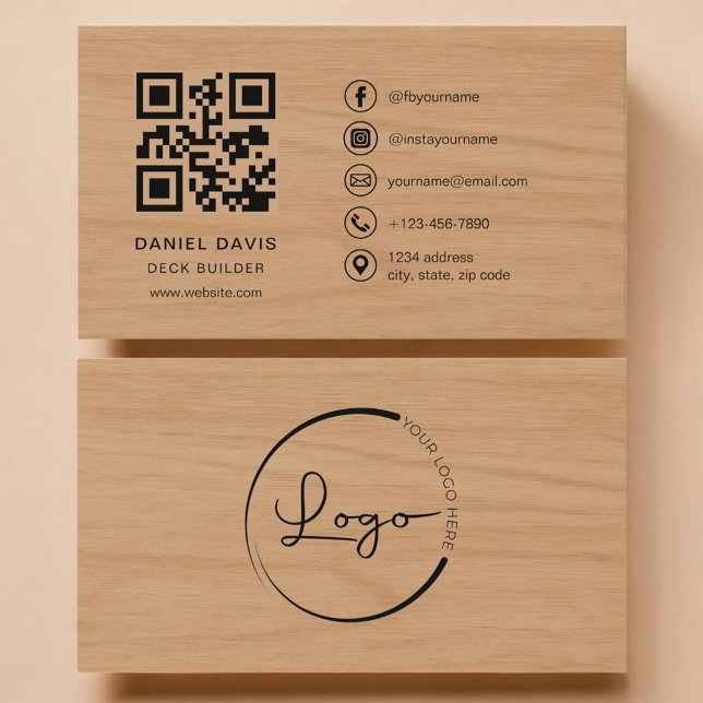 Deck Builder Wood Professional QR Code Business Card (Creator Uploaded)