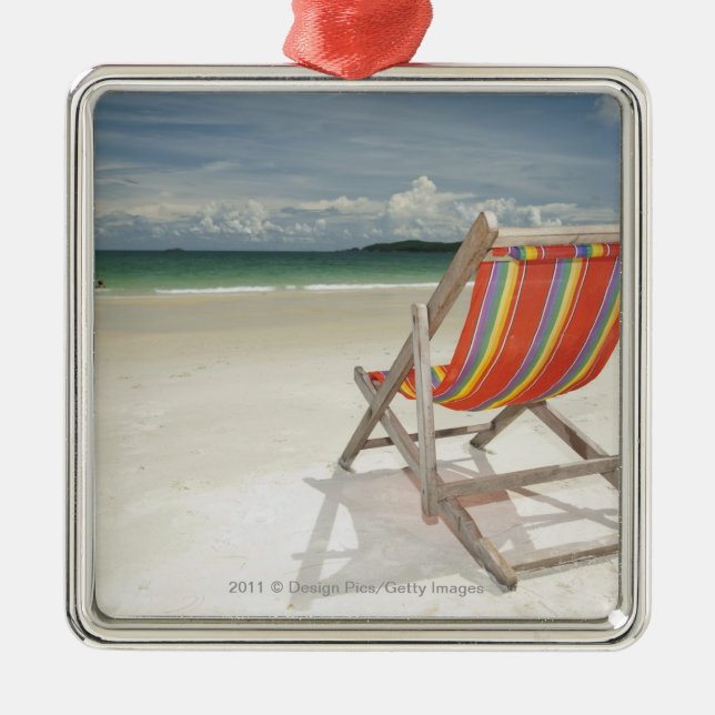 Deck Chair On The White Sand Of Samui Beach Metal Ornament (Front)
