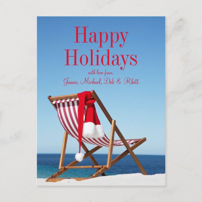 Deck Chair with Santa hat Holiday Postcard (Front)