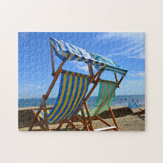 Deck Chairs on a Beach Jigsaw Puzzle (Horizontal)