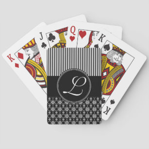 Deck of Cards, Custom Monogram, Black Pattern Poker Cards