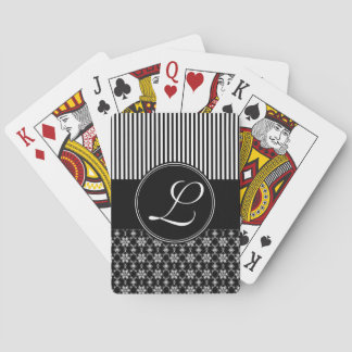 Deck of Cards, Custom Monogram, Black Pattern Poker Cards