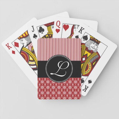 Deck of Cards Custom Monogram Black Red Pattern Poker Cards