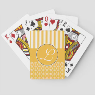 Deck of Cards, Custom Monogram, Gold Pattern Poker Cards