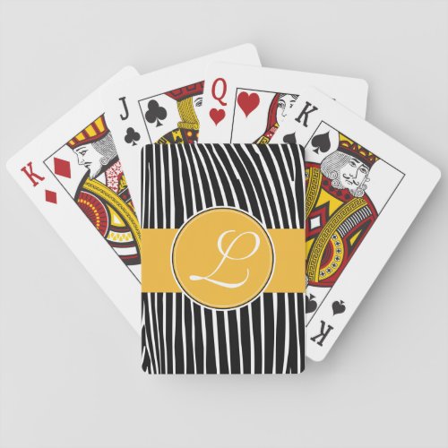 Deck of Cards Custom Monogram Gold Zebra Pattern Poker Cards