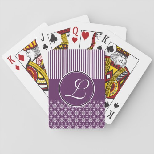 Deck of Cards Custom Monogram Purple Pattern Poker Cards