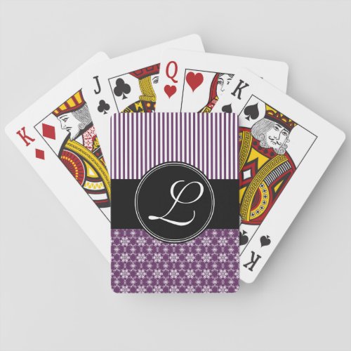 Deck of Cards Custom Monogram Purple Pattern Poker Cards