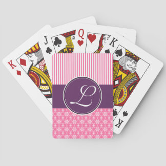 Deck of Cards, Custom Monogram Purple Pink Pattern Poker Cards