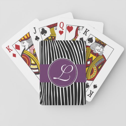 Deck of Cards Custom Monogram PurpleZebra Pattern Poker Cards