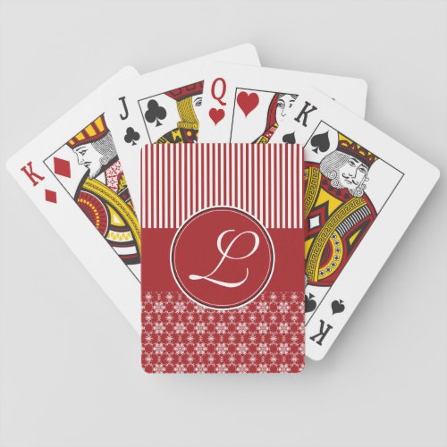 Deck of Cards Custom Monogram Red Pattern Poker Cards