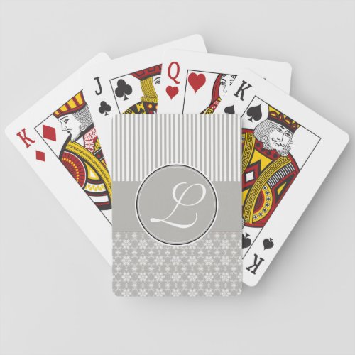 Deck of Cards Custom Monogram Silver Grey Pattern Poker Cards