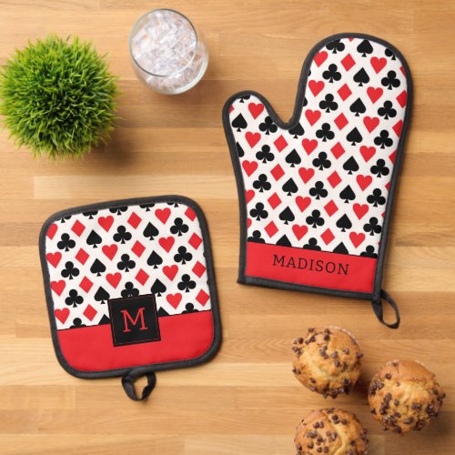 Deck of Cards Pattern 2 Oven Mitt  Pot Holder Set