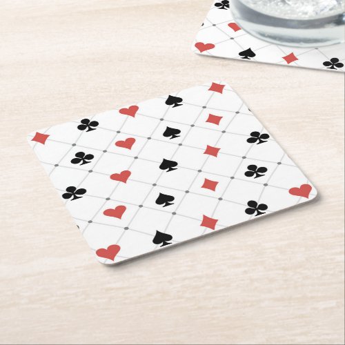 Deck of Cards Pattern Square Paper Coaster