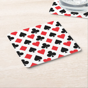 Deck of Cards Pattern Square Paper Coaster