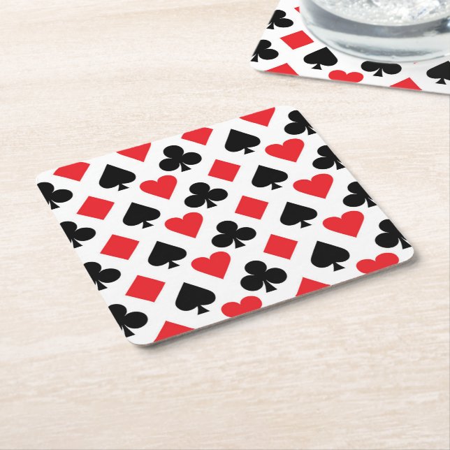 Deck of Cards Pattern Square Paper Coaster (Angled)