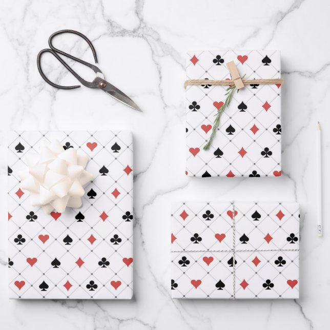 Deck of Cards Pattern Wrapping Paper Sheets (Front)