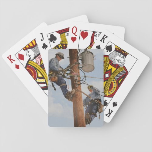 deck of cards with airbrushed lineman print