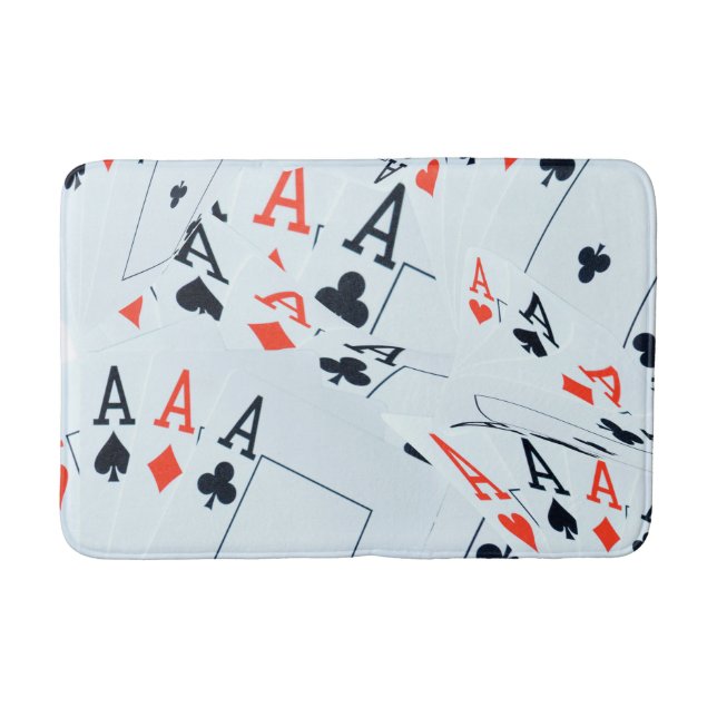 "Deck of Destiny: Layered Aces in a Poker Shuffle" Bath Mat (Front)