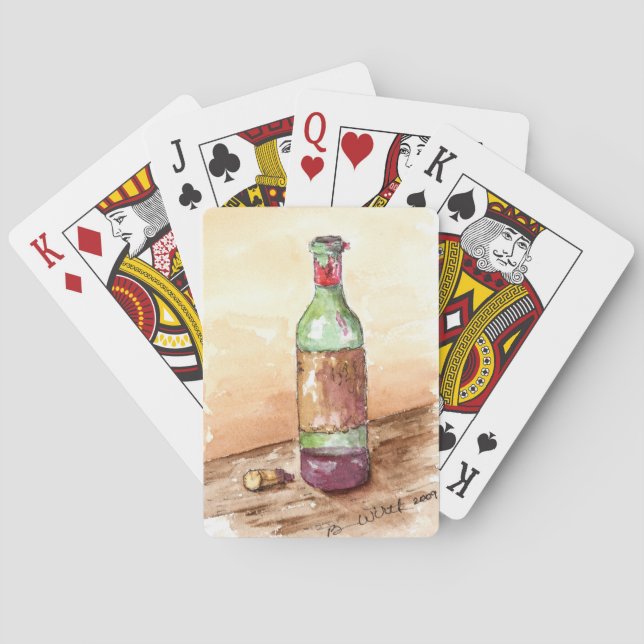 Deck of Playing Cards with Wine Bottle Design (Back)
