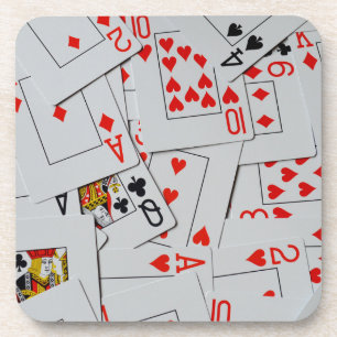 Deck Of Scatter Playing Cards Pattern, Beverage Coaster