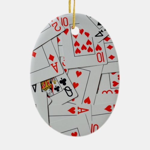 Deck Of Scatter Playing Cards Pattern Ceramic Ornament
