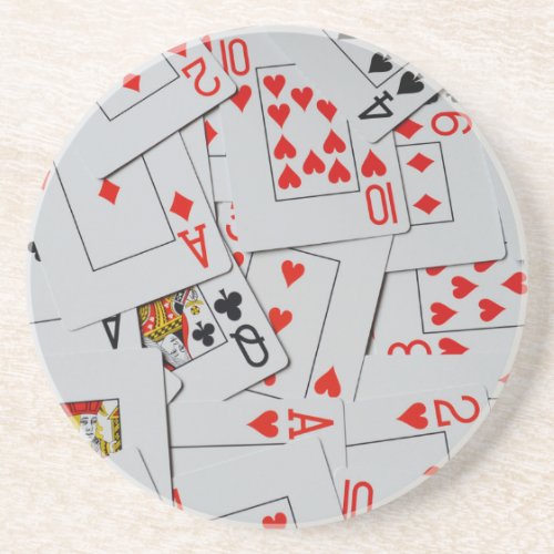 Deck Of Scatter Playing Cards Pattern Sandstone Coaster
