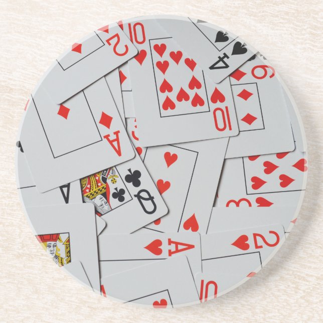 Deck Of Scatter Playing Cards Pattern, Sandstone Coaster (Front)