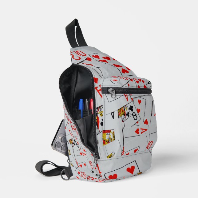 Deck Of Scatter Playing Cards Pattern, Sling Bag (Open)