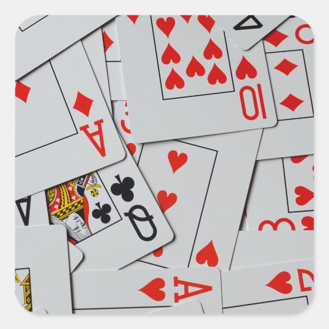 Deck Of Scatter Playing Cards Pattern, Square Sticker (Front)