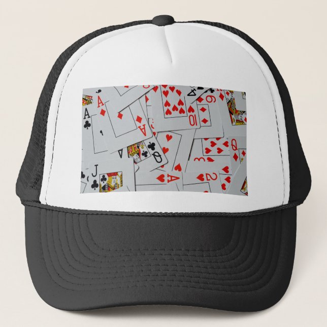 Deck Of Scatter Playing Cards Pattern, Trucker Hat (Front)
