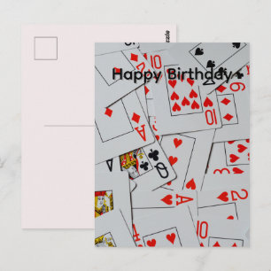 Deck Of Scattered Playing Cards, Birthday Postcard