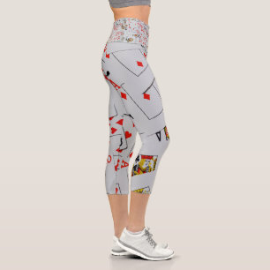 Deck Of Scattered Playing Cards, Capris Leggings