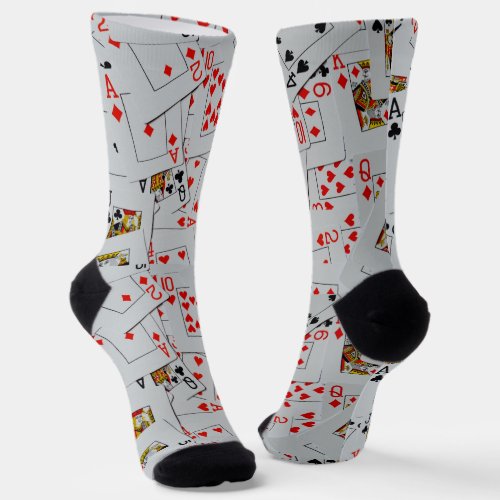 Deck Of Scattered Playing Cards Crew Socks