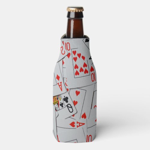 Deck Of Scattered Playing Cards Pattern Bottle Cooler