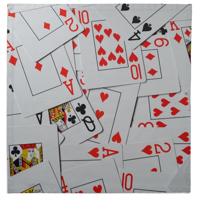 Deck Of Scattered Playing Cards Pattern, Cloth Napkin (Front)