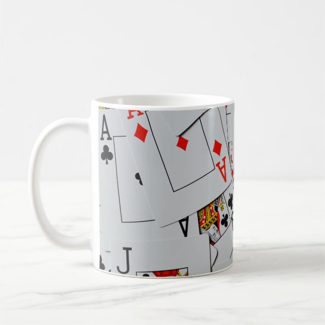 Deck Of Scattered Playing Cards Pattern, Coffee Mug (Left)
