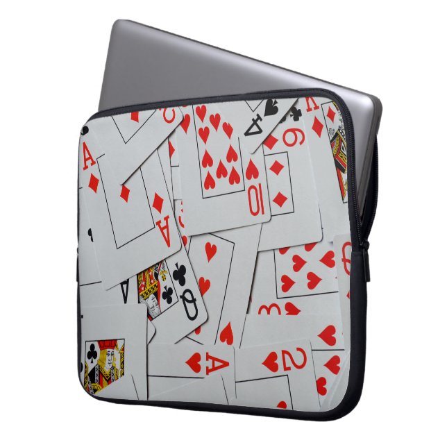 Deck Of Scattered Playing Cards Pattern, Laptop Sleeve (Front Left)