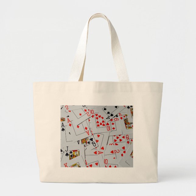 Deck Of Scattered Playing Cards Pattern, Large Tote Bag (Front)