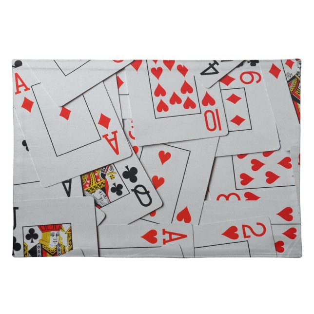 Deck Of Scattered Playing Cards Pattern, Placemat (Front)