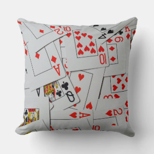 Deck Of Scattered Playing Cards Pattern, Throw Pillow