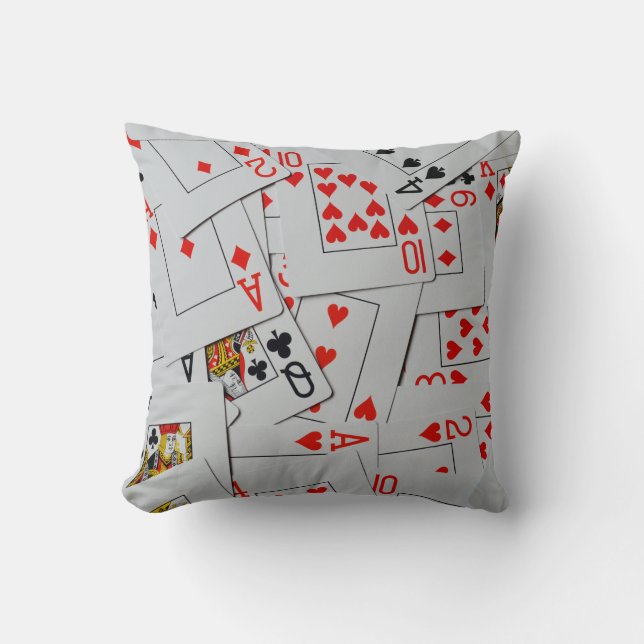Deck Of Scattered Playing Cards Pattern, Throw Pillow (Front)