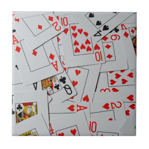 Deck Of Scattered Playing Cards Pattern Tile