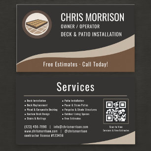 Deck & Patio Installation QR Code Business Card