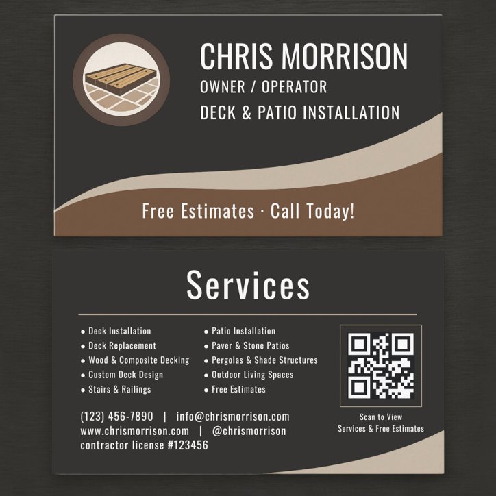 Deck Patio Installation QR Code Business Card
