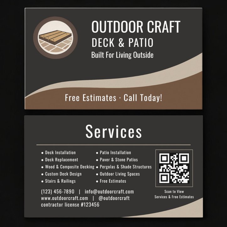 Deck Patio QR Code Professional Business Card