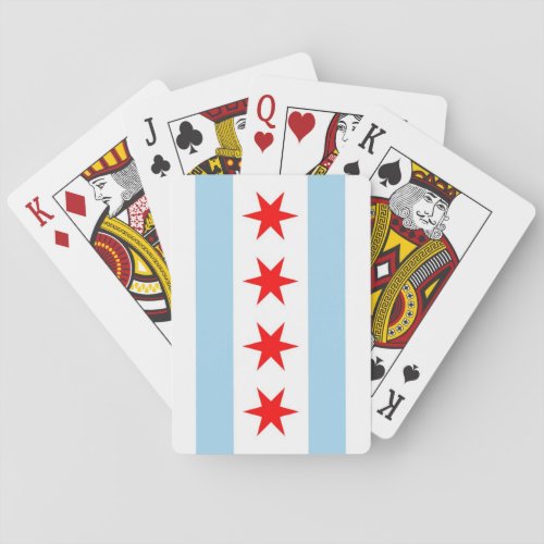 Deck Playing Cards with Flag of Chicago Illinois
