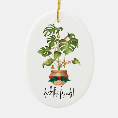 Deck The Fronds Christmas Houseplant Ceramic Ornament