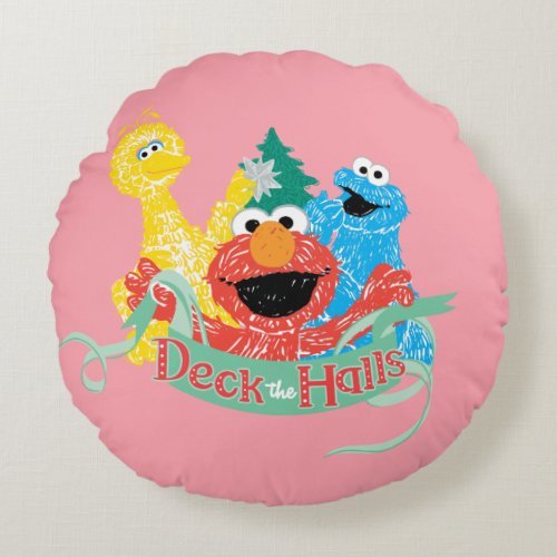 Deck the Hall Sesame Street Round Pillow