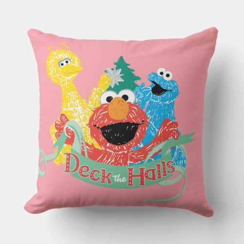 Deck the Hall Sesame Street Throw Pillow